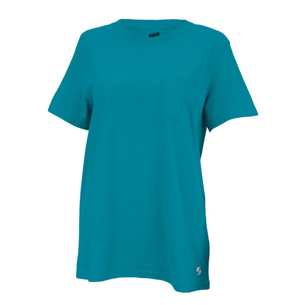 NWT Soffe Womens Boyfriend Pocket Tee Teal Sport Activewear Size L $20 F208